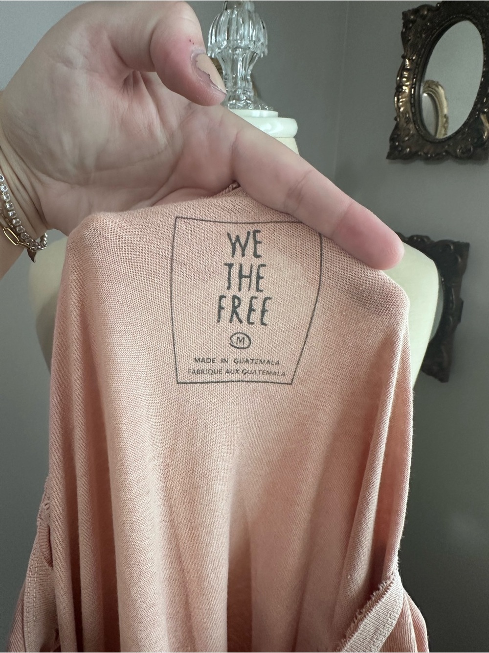 Free People We The Free Blush Pink Oversized Distressed Babydoll Tee - Picture 3 of 5